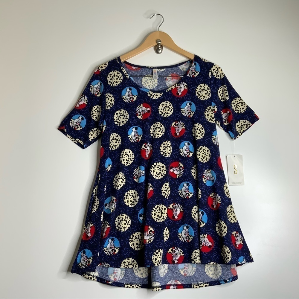 LULAROE Gigi Disney Villians Cruella Del Vil 100 Dalmatians Print. Size S. (NWT) - Picture 1 of 6